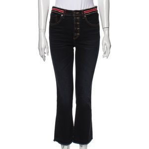 Veronica Beard High Rise Dark Wash Button Fly Cropped Flare Jeans